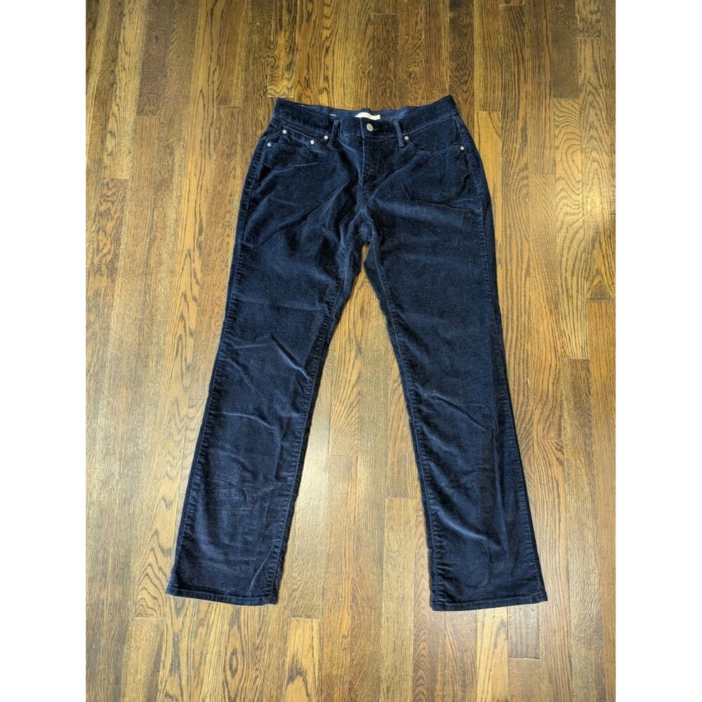 Levi's 505 Straight Velvet Corduroy Pants Men's 31x31 Navy Blue Cotton Blend EUC